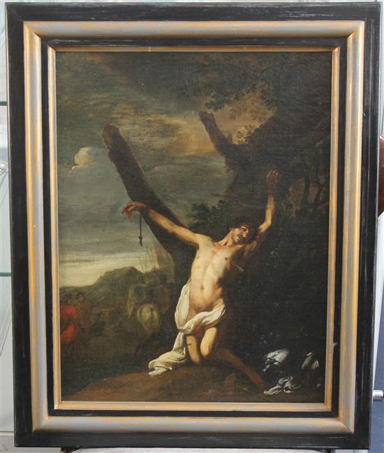 Flemish School The Death of St Sebastian, 18 x 14in.